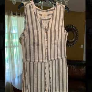 Gray/Olive and while romper